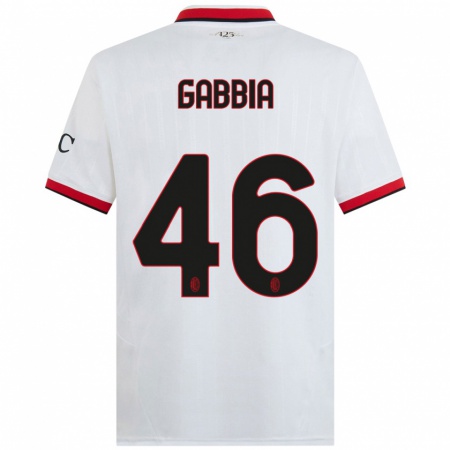 Kandiny Női Matteo Gabbia #46 Fehér Fekete Piros Idegenbeli Jersey 2024/25 Mez Póló Ing