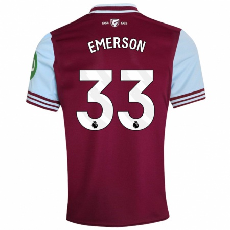 Kandiny Gyermek Emerson #33 Sötétvörös Hazai Jersey 2024/25 Mez Póló Ing