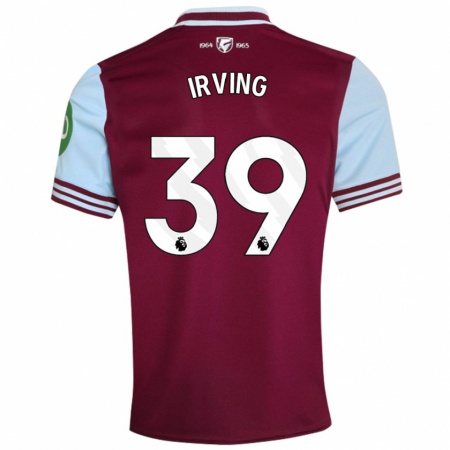 Kandiny Gyermek Andy Irving #39 Sötétvörös Hazai Jersey 2024/25 Mez Póló Ing