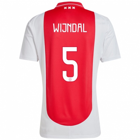 Kandiny Gyermek Owen Wijndal #5 Piros Fehér Hazai Jersey 2024/25 Mez Póló Ing