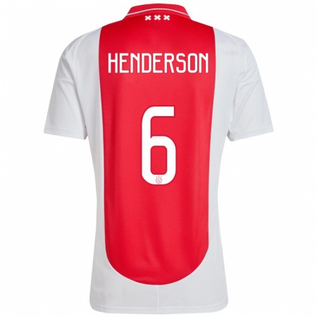 Kandiny Gyermek Jordan Henderson #6 Piros Fehér Hazai Jersey 2024/25 Mez Póló Ing