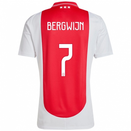 Kandiny Gyermek Steven Bergwijn #7 Piros Fehér Hazai Jersey 2024/25 Mez Póló Ing