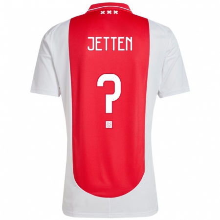 Kandiny Gyermek Lucas Jetten #0 Piros Fehér Hazai Jersey 2024/25 Mez Póló Ing