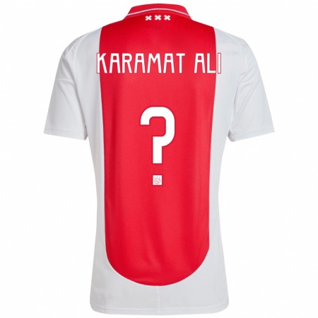 Kandiny Gyermek Yaïr Karamat Ali #0 Piros Fehér Hazai Jersey 2024/25 Mez Póló Ing