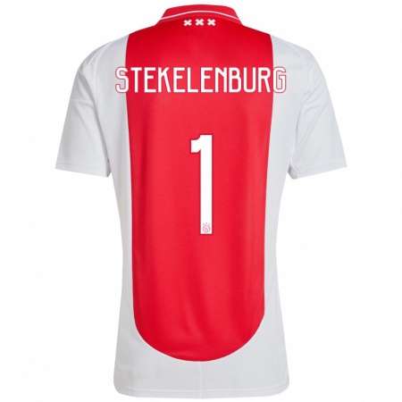 Kandiny Gyermek Maarten Stekelenburg #1 Piros Fehér Hazai Jersey 2024/25 Mez Póló Ing