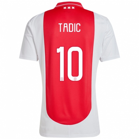 Kandiny Gyermek Dusan Tadic #10 Piros Fehér Hazai Jersey 2024/25 Mez Póló Ing