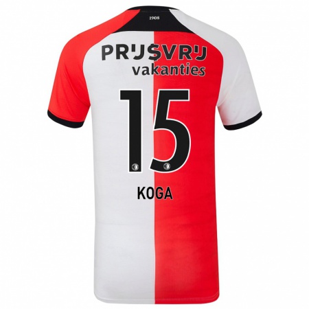 Kandiny Gyermek Tōko Koga #15 Piros Fehér Hazai Jersey 2024/25 Mez Póló Ing