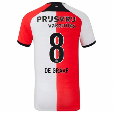 Kandiny Gyermek Esmee De Graaf #8 Piros Fehér Hazai Jersey 2024/25 Mez Póló Ing