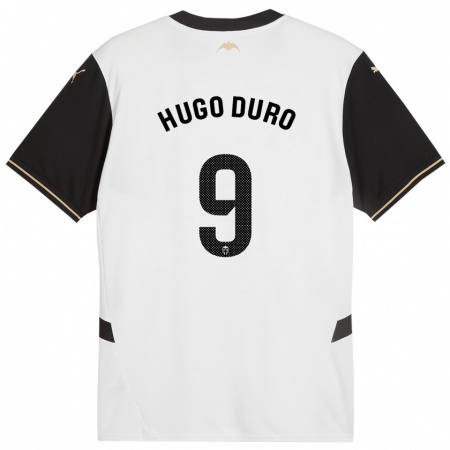 Kandiny Gyermek Hugo Duro #9 Fehér Fekete Hazai Jersey 2024/25 Mez Póló Ing