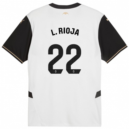 Kandiny Gyermek Luis Rioja #22 Fehér Fekete Hazai Jersey 2024/25 Mez Póló Ing