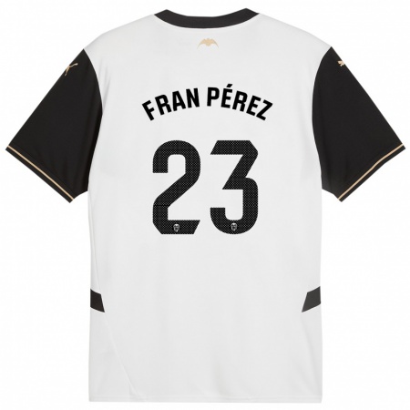 Kandiny Gyermek Fran Pérez #23 Fehér Fekete Hazai Jersey 2024/25 Mez Póló Ing