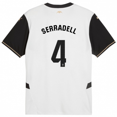 Kandiny Gyermek Álex Serradell #4 Fehér Fekete Hazai Jersey 2024/25 Mez Póló Ing