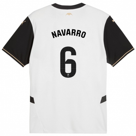 Kandiny Gyermek Javi Navarro #6 Fehér Fekete Hazai Jersey 2024/25 Mez Póló Ing