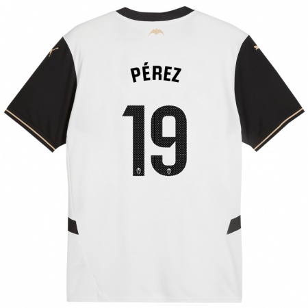 Kandiny Gyermek Joselu Pérez #19 Fehér Fekete Hazai Jersey 2024/25 Mez Póló Ing