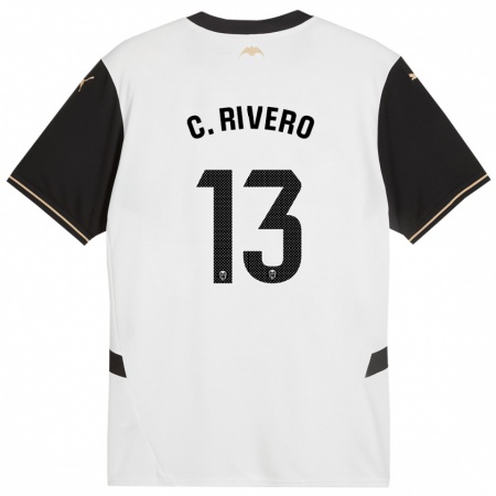 Kandiny Gyermek Cristian Rivero #13 Fehér Fekete Hazai Jersey 2024/25 Mez Póló Ing