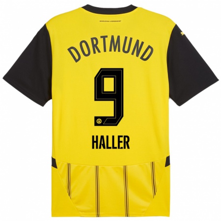 Kandiny Gyermek Sébastien Haller #9 Sárga Fekete Hazai Jersey 2024/25 Mez Póló Ing