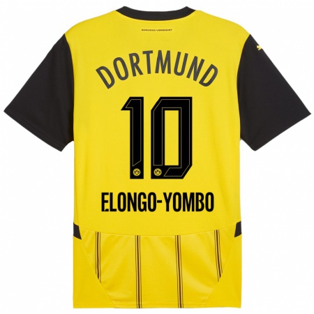 Kandiny Gyermek Rodney Elongo-Yombo #10 Sárga Fekete Hazai Jersey 2024/25 Mez Póló Ing