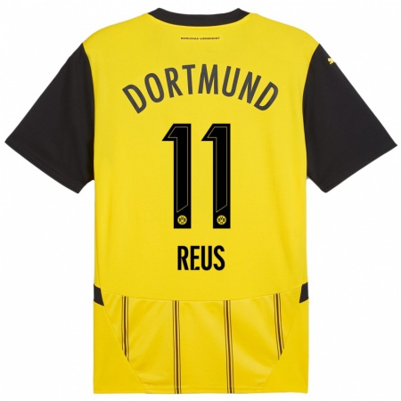 Kandiny Gyermek Marco Reus #11 Sárga Fekete Hazai Jersey 2024/25 Mez Póló Ing