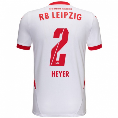 Kandiny Gyermek Friedrich Heyer #2 Fehér Piros Hazai Jersey 2024/25 Mez Póló Ing