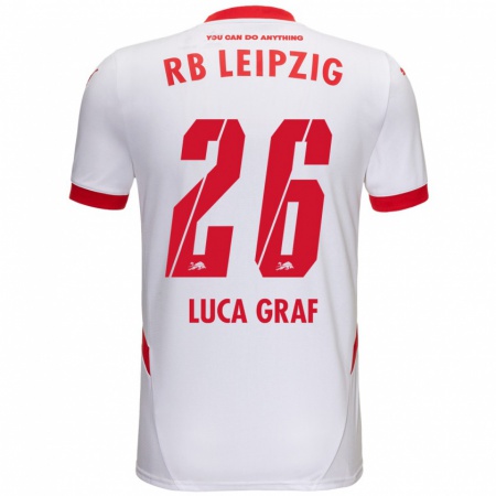 Kandiny Gyermek Luca Marie Graf #26 Fehér Piros Hazai Jersey 2024/25 Mez Póló Ing