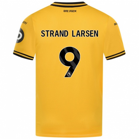 Kandiny Gyermek Jørgen Strand Larsen #9 Sárga Hazai Jersey 2024/25 Mez Póló Ing