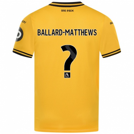 Kandiny Gyermek Emilio Ballard-Matthews #0 Sárga Hazai Jersey 2024/25 Mez Póló Ing