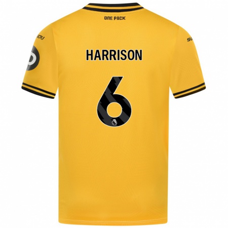 Kandiny Gyermek Lexie Harrison #6 Sárga Hazai Jersey 2024/25 Mez Póló Ing