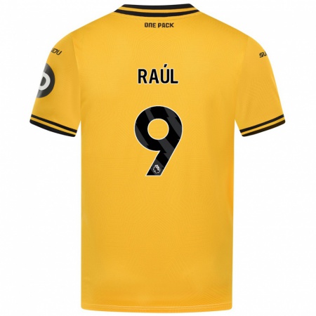 Kandiny Gyermek Raul Jimenez #9 Sárga Hazai Jersey 2024/25 Mez Póló Ing