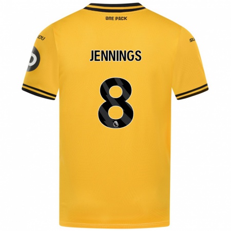 Kandiny Gyermek Shannie Jennings #8 Sárga Hazai Jersey 2024/25 Mez Póló Ing