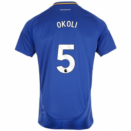 Kandiny Gyermek Caleb Okoli #5 Kék Fehér Hazai Jersey 2024/25 Mez Póló Ing