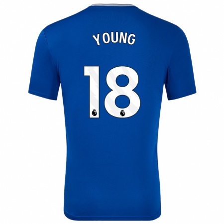 Kandiny Gyermek Ashley Young #18 Kék -Val Hazai Jersey 2024/25 Mez Póló Ing