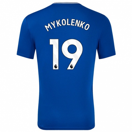 Kandiny Gyermek Vitaliy Mykolenko #19 Kék -Val Hazai Jersey 2024/25 Mez Póló Ing