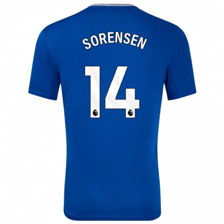 Kandiny Gyermek Nicoline Sorensen #14 Kék -Val Hazai Jersey 2024/25 Mez Póló Ing