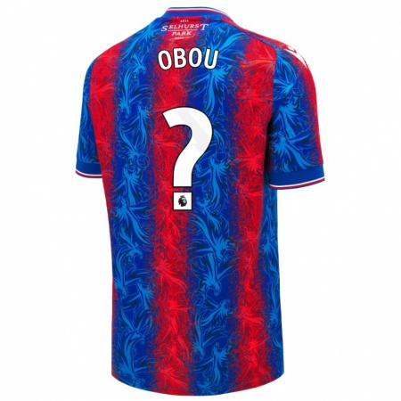 Kandiny Gyermek David Obou #0 Piros Kék Csíkok Hazai Jersey 2024/25 Mez Póló Ing