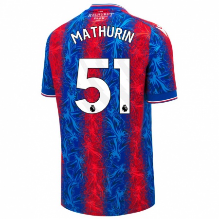 Kandiny Gyermek Roshaun Mathurin #51 Piros Kék Csíkok Hazai Jersey 2024/25 Mez Póló Ing