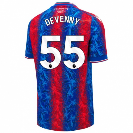 Kandiny Gyermek Justin Devenny #55 Piros Kék Csíkok Hazai Jersey 2024/25 Mez Póló Ing