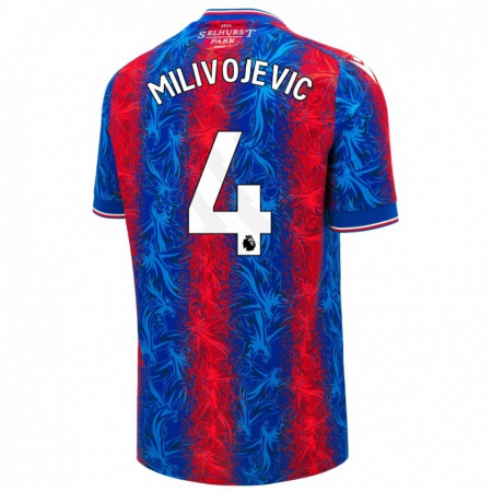 Kandiny Gyermek Luka Milivojevic #4 Piros Kék Csíkok Hazai Jersey 2024/25 Mez Póló Ing