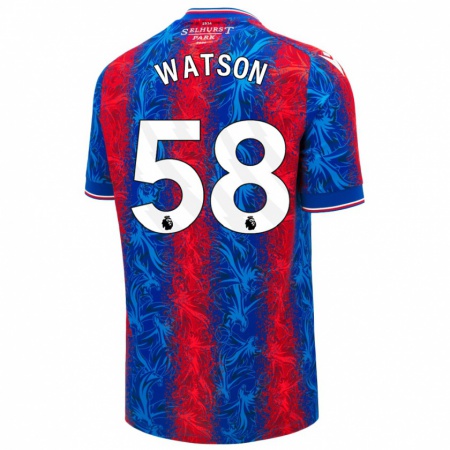 Kandiny Gyermek Noah Watson #58 Piros Kék Csíkok Hazai Jersey 2024/25 Mez Póló Ing