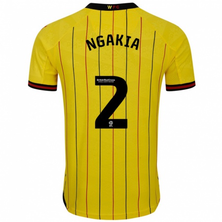 Kandiny Gyermek Jeremy Ngakia #2 Sárga Fekete Hazai Jersey 2024/25 Mez Póló Ing