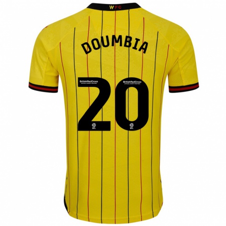 Kandiny Gyermek Mamadou Doumbia #20 Sárga Fekete Hazai Jersey 2024/25 Mez Póló Ing