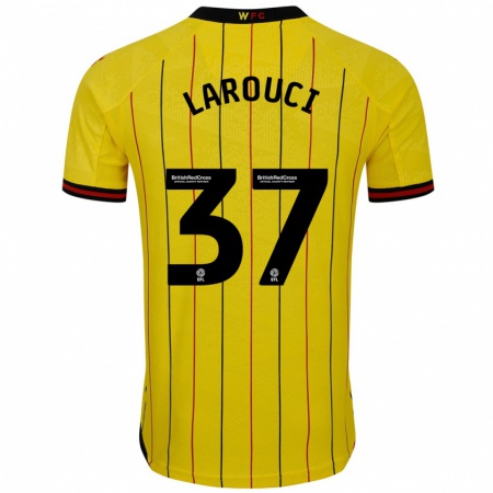 Kandiny Gyermek Yasser Larouci #37 Sárga Fekete Hazai Jersey 2024/25 Mez Póló Ing