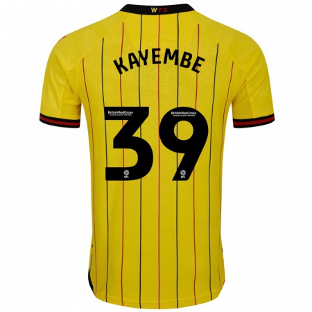 Kandiny Gyermek Edo Kayembe #39 Sárga Fekete Hazai Jersey 2024/25 Mez Póló Ing