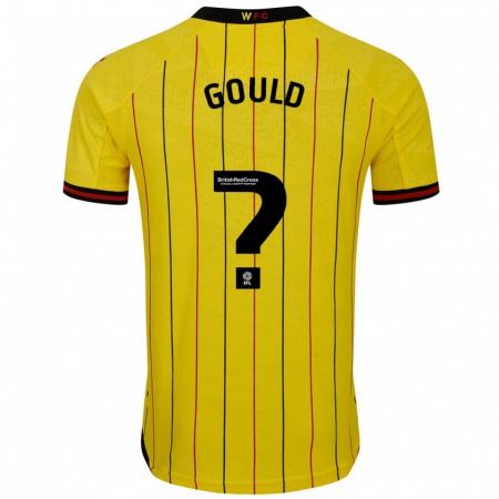 Kandiny Gyermek Ali Gould #0 Sárga Fekete Hazai Jersey 2024/25 Mez Póló Ing