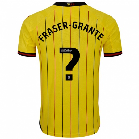 Kandiny Gyermek Zak Fraser-Grante #0 Sárga Fekete Hazai Jersey 2024/25 Mez Póló Ing