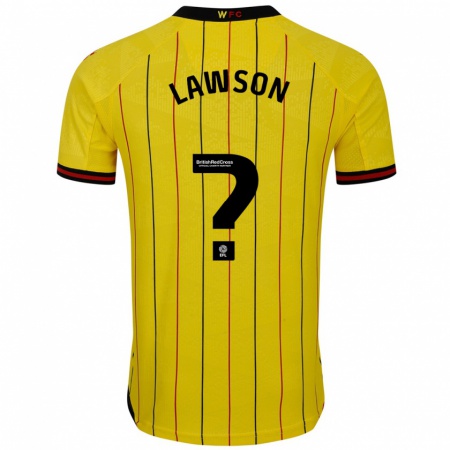 Kandiny Gyermek Jonathan Lawson #0 Sárga Fekete Hazai Jersey 2024/25 Mez Póló Ing