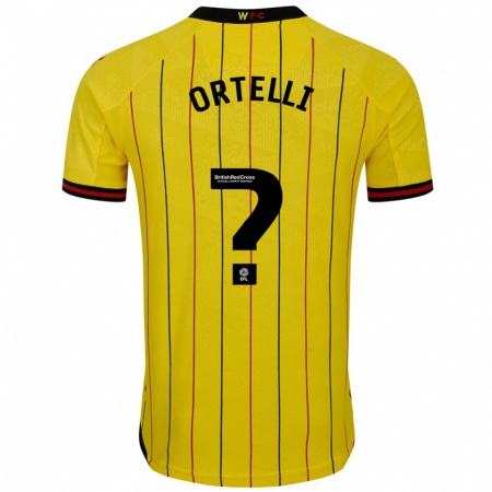 Kandiny Gyermek Gabriel Ortelli #0 Sárga Fekete Hazai Jersey 2024/25 Mez Póló Ing