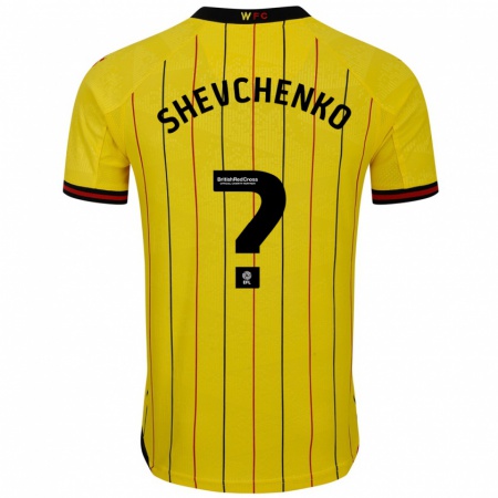 Kandiny Gyermek Kristian Shevchenko #0 Sárga Fekete Hazai Jersey 2024/25 Mez Póló Ing