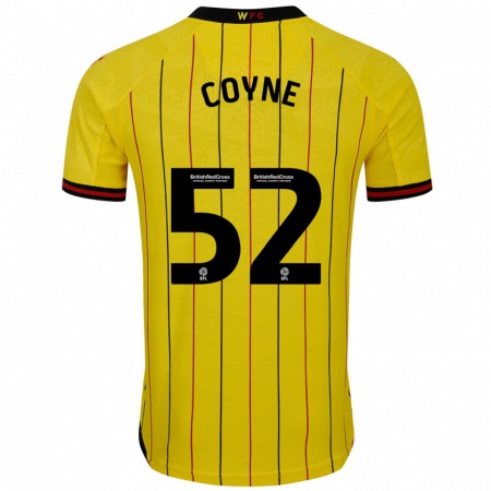 Kandiny Gyermek Aidan Coyne #52 Sárga Fekete Hazai Jersey 2024/25 Mez Póló Ing