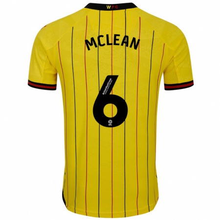 Kandiny Gyermek Sophie Mclean #6 Sárga Fekete Hazai Jersey 2024/25 Mez Póló Ing