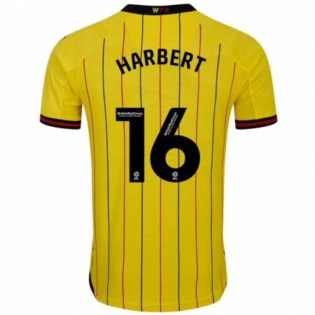 Kandiny Gyermek Laila Harbert #16 Sárga Fekete Hazai Jersey 2024/25 Mez Póló Ing